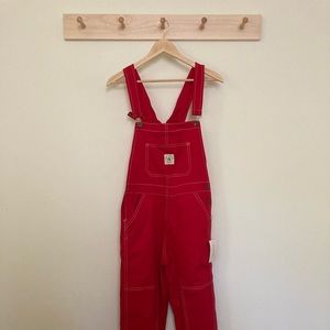 The Hey Gang women’s red overalls